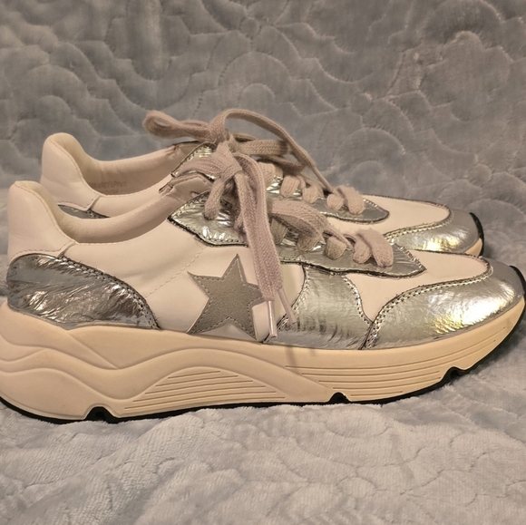 Miim Silver & White Women's Sneakers, Size 7.5 - Picture 2 of 8